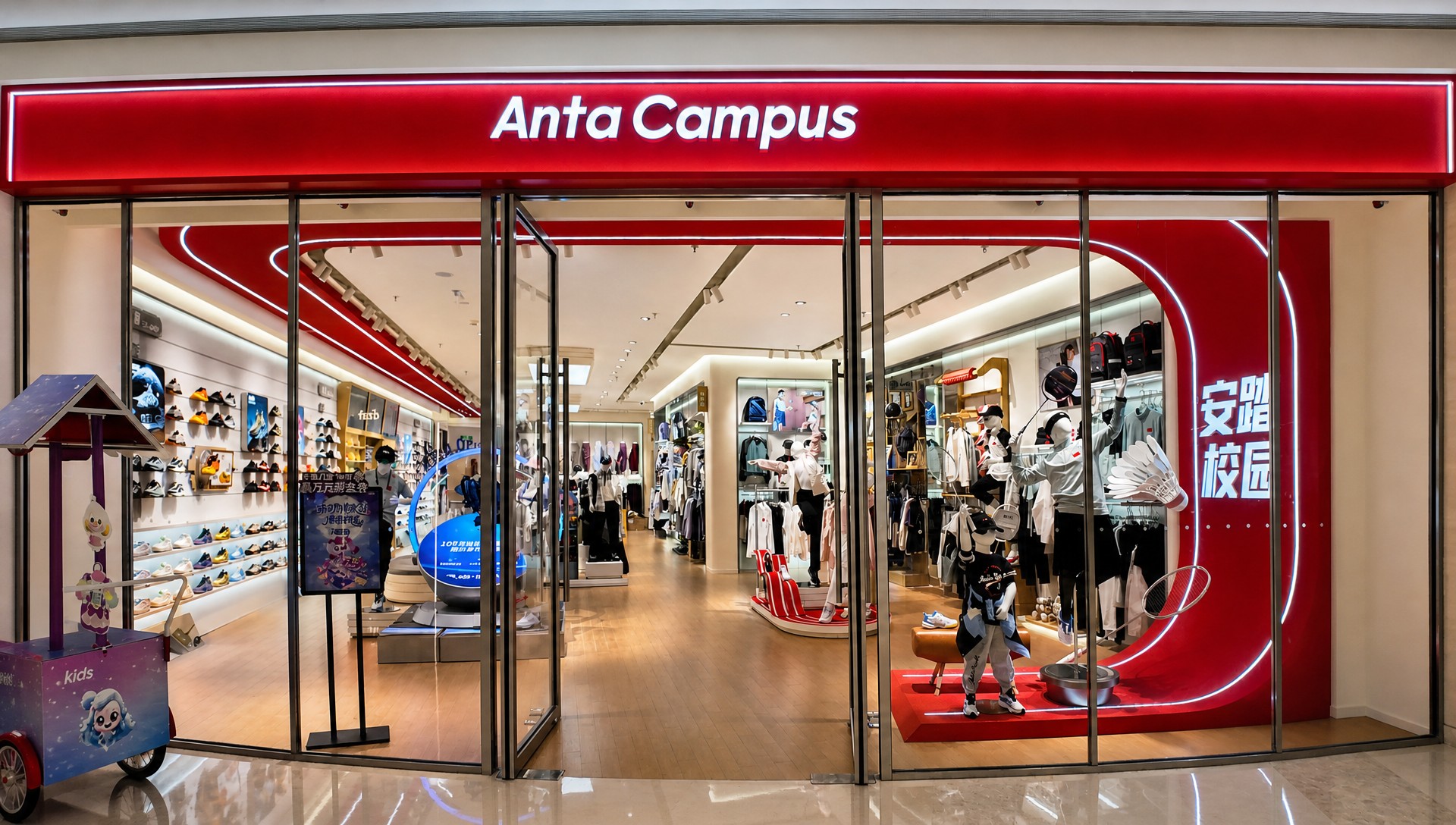 Large-scale apparel retail floor with modular display systems